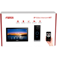 Kit Videoportero IP / Estación Interior i504W + Frente de Calle i60 / Pantalla Táctil 7" HD / Videollamadas H.264/H.265 / Wi-Fi Dual Band / PoE / App Fanvil Link / ONVIF / 10,000 Tarjetas RFID