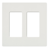Placa de pared Claro de 2 espacios sin tornillos visibles, color blanco brillante, para atenuadores, apagadores y controles Pico Lutron