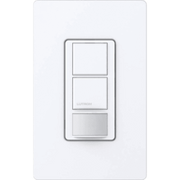 Apagador doble con sensor de ocupación Maestro para dos circuitos independientes, 6 A de iluminación por circuito a 120-277 V y ventilador a 120 V, unipolar, blanco