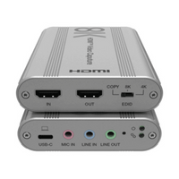 Tarjeta de Captura HDMI 8K a USB 3.2 Gen 1 | Resolución 8K@60Hz y 4K2K@144Hz | Ancho de Banda 48Gbps | Mezcla de Audio HDMI-Micrófono-Línea | Compatibilidad Multiplataforma Windows-macOS-Linux | Carcasa de Aluminio Plateado