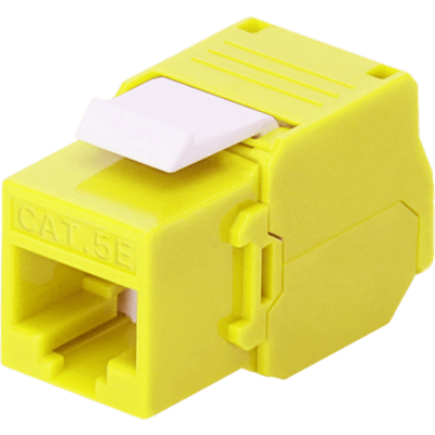 Módulo Jack Keystone Cat5e (Toolless), con Terminación en Ángulo 180 - Color Amarillo, Compatible con Faceplate y Patchpanel Linkedpro