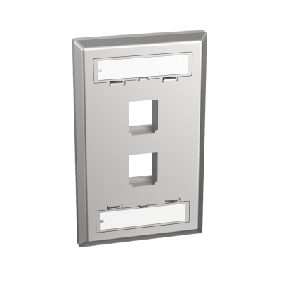 Placa de Pared Vertical, Salida Para 2 Puertos Keystone, Con Espacios Para Etiquetas, de Acero Inoxidable