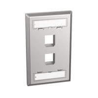 Placa de Pared Vertical, Salida Para 2 Puertos Keystone, Con Espacios Para Etiquetas, de Acero Inoxidable