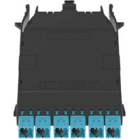 Cassette HD Flex Para 12 Fibras Multimodo OM4, de MPO a 6 Conectores LC Duplex, Color Aqua