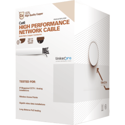 Bobina de Cable de 305 Metros (1000 Pies) de Cable Cat6 de Alto Desempeño, Super Flexible, UL, Cobre, Color Blanco, para Aplicaciones de Video Vigilancia y Redes de Datos