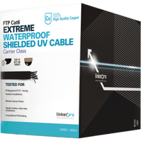 Bobina de Cable de 305 Metros (1000 Pies) Cat6+ Calibre 23 Exterior Blindado Tipo FTP para Climas Extremos, UL, Color Negro