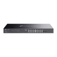 Switch Smart Omada 18 Puertos Gigabit / 16 Puertos PoE+ 802.3af/at / 2 Ranuras SFP Gigabit / Presupuesto PoE 150 W / Switching 36 Gbps / Enrutamiento Estático L2+ / Gestión Cloud SDN / Fanless / Montable en Rack
