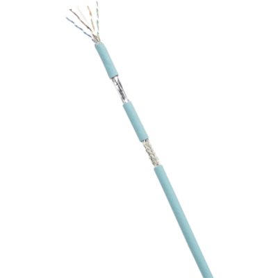 Bobina de Cable Blindado SF/UTP Categoría 6A, Uso Industrial con Resistencia al Aceite y Rayos UV, Multifilar 24/7 (Flexible), Color Azul Cerceta, Bobina de 305 Metros (1000 Pies)