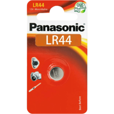 Batería Alcalina tipo LR44 (de botón) de 1.5 V 110 mAh