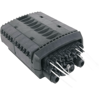 Caja de Distribución de Fibra Óptica para 24 Empalmes con 16 Acopladores SC/APC. Enterrado Directo, IP68, Splitter 1x16 Incluido con Conectores SC/APC