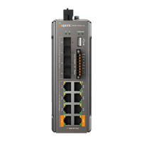 Switch de Red SP5012FM-L2 (V2) / 8 Puertos 10/100/1000Mbps PoE / 4 Puertos SFP 1000M/2.5G/10Gbps / Capacidad de Conmutación 96Gbps / Presupuesto PoE 240W / Alimentación Dual DC / Instalación DIN-rail, Pared o Escritorio / Certificaciones CE, FCC, RoHS,