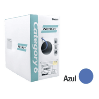 Bobina de Cable UTP 305 Metros (1000 Pies) de Cobre, NetKey, Azul, Categoría 6 (24 AWG), 1000Mbps, Riser (CMR), de 4 Pares