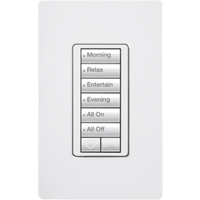 Botonera de pared inalámbrica de 6 botones con subir/bajar, retroiluminada, 120 V, color blanco, para el sistema de control de iluminación RadioRA 2