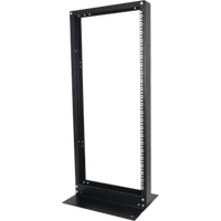 Rack de 2 Postes, Estándar 19", 24 Unidades, Fabricado en Acero, Base "L" para Anclar a Piso.