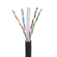 Bobina de Cable UTP de 4 Pares OSP (Planta Externa), Cat6 de Rango Extendido, 22 AWG, Color Negro, 305 Metros (1000 Pies).