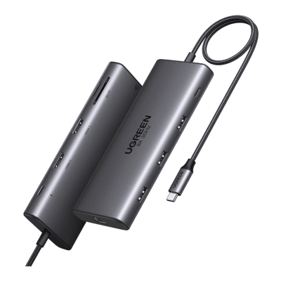 Docking Station USB-C Hub 10 en 1 UGREEN Revodok Pro 210 / Dual HDMI 4K 60Hz y 8K 30Hz / 3 Puertos USB-A + USB-C 3.0 / Carga PD 100W / Ethernet Gigabit 1000M / Lector Tarjetas SD y TF / Compatible Windows y macOS