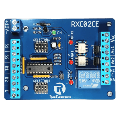 Controlador de Esclusas con cerraduras eléctricas para 2 Puertas / Alimentación 12VDC / Temporizadores Programables 0-30 seg / Entradas NC y NA / Salidas de Pulso 2 seg / Función Emergencia