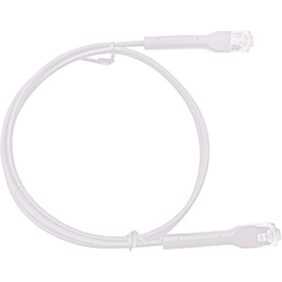 Mini Patch Cord Cat6 Ultra Slim 5 Metros (16.40 Pies) Blanco Ahorra Espacio sin Organizadores, con Bota Flexible