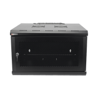 Gabinete de Pared 19 Pulgadas / 6U / 600 x 550 x 368 mm (23.6 x 21.7 x 14.5 in) / Acero SPCC RAL 9004 / Carga Estática 60 kg / IP20 Interior / Ventiladores CA / Panel Cepillo para Cables