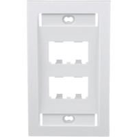 Placa de Pared Vertical Ejecutiva, Salida Para 4 Puertos Mini-Com, Con Espacios Para Etiquetas, Color Blanco