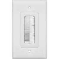 Placa de Pared Pasa Cable, Tipo Cepillo, de 1 Puerto, con Cerdas Antipolvo, Color Blanco