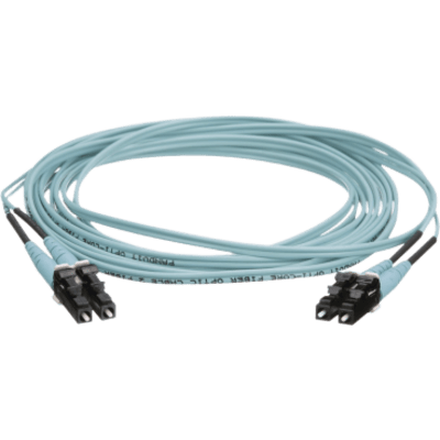 Jumper de Fibra Optica Multimodo 50/125 OM4, LC-LC Duplex, OFNR (Riser), Color Aqua, 20 Metros (65.62 Pies)