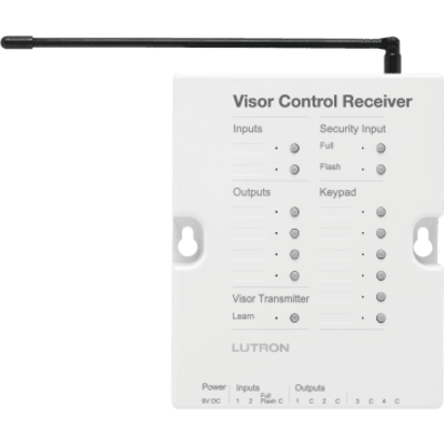 Receptor de control de visera para RadioRA 2 con 4 salidas de contacto seco para puertas de garaje o portones y entrada de seguridad, color blanco