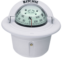 Brújula de Navegación Marítima Ritchie F-50W / Montaje Flush / Dial 2 3/4" (70 mm) / Iluminación Nocturna Verde / DirectiveForce Magnets / Construcción Compuesta Alta Temperatura / 100% Reparable