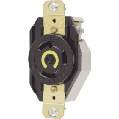 Receptáculo de Media Vuelta Industrial 30 A 125 V CA 2 Polos 3 Hilos (Nema L5-30R) Color Negro
