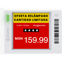 Etiqueta Electrónica de Estantería ESL 1.5" / Pantalla EPD Gráfica Matriz de Puntos 152x152 píxeles / 4 Colores (Negro Blanco Rojo Amarillo) / BLE 5.0 con Encriptación AES-128 / Autonomía 3 Años con 4