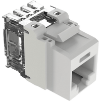 Conector Jack Estilo 110 (de Impacto), Tipo Keystone, Categoría 6A, de 8 Posiciones y 8 Cables, Color Blanco