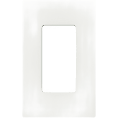 Placa de pared sin tornillos visibles de 1 espacio (1 gang), acabado satinado color Snow, para atenuadores y controles Lutron de apertura estilo designer