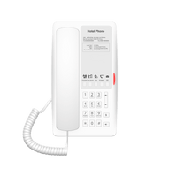 Teléfono IP Hotelero / 2 Líneas SIP / 5 Teclas Programables / Puerto USB-A de Carga / PoE 802.3af / Diseño Blanco / Audio HD Manos Libres