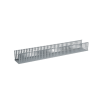 Canaleta Ranurada de PVC con Tapa, Tipo F, 82.6 mm de Ancho, 79.2 mm de Alto y 2 m de Largo, Color Gris