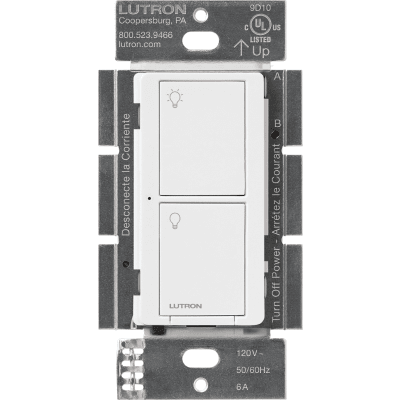 Interruptor on/off inalámbrico de pared para iluminación y ventiladores, 120 V, requiere neutro, control con Pico o desde la app con Smart Bridge, Caseta Wireless