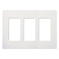 Placa de pared Claro de 3 espacios sin tornillos visibles, color blanco brillante, para atenuadores, apagadores y controles Pico Lutron