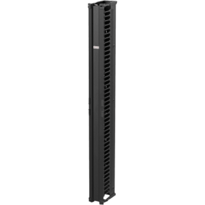Organizador Vertical CableTek, Sencillo (Solo Frontal), Para Rack Abierto de 45 Unidades, 6 in de Ancho, Color Negro