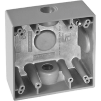 Caja Cuadra de 3/4" a Prueba de Intemperie/ Cuenta con 2 salidas / Con Orejas para Montaje.