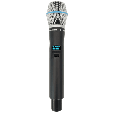 Micrófono Mano Inalámbrico EP-59H | Rango Frecuencia 470-510MHz, 540-590MHz, 640-690MHz, 807-830MHz | Potencia Salida ≥10dBm | Autonomía >10 Horas | Mute Automático por Caída | Display OLED | 7 Niveles Potencia Aju