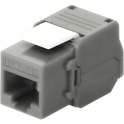 Módulo Jack Keystone Cat5e (Toolless), con Terminación en Ángulo 180 - Color Gris, Compatible con Faceplate y Patchpanel Linkedpro