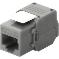 Módulo Jack Keystone Cat5e (Toolless), con Terminación en Ángulo 180 - Color Gris, Compatible con Faceplate y Patchpanel Linkedpro