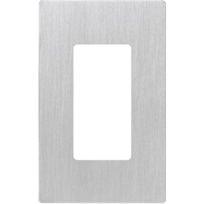 Placa de pared Claro de 1 espacio sin tornillos visibles, acabado en acero inoxidable, para atenuadores y controles Lutron Maestro, Diva, Skylark y control Pico