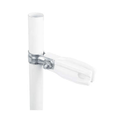 Aislador de Paso o Esquina Blanco con Abrazadera / 33-38 mm / Resina Virgen 100% / Anti-Arqueo / Tubería de Malla Ciclónica