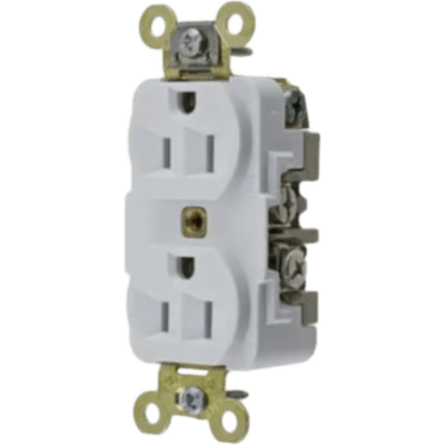 Contacto Dúplex 15 A 125 V 2 Polos, 3 Hilos Color Blanco (Nema 5-15R). Grado Industrial.