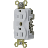 Contacto Dúplex 15 A 125 V 2 Polos, 3 Hilos Color Blanco (Nema 5-15R). Grado Industrial.