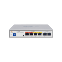 Switch PoE / Administración en la nube / Con 4 puertos 10/100 Mbps PoE af/at / 2 Puertos Uplink 10/100 Mbps / Presupuesto 60 W / PoE hasta 250 metros / Soporta protocolo ONVIF
