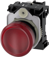 Lampara de señalización plástica con led color Roja, 24Vca-Vcd