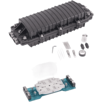 Caja de Distribución de Fibra Óptica Horizontal, Hasta 96 Empalmes, Exterior IP68, 2 Puertos de Entrada y Salida