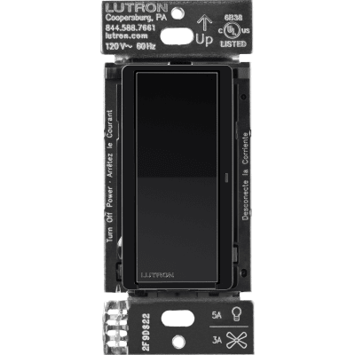 Interruptor de pared inteligente Claro on/off, 120 V con neutro, 5 A en LED y 600 W incandescente, funciona con control Pico y Smart Hub Caseta Wireless, color negro