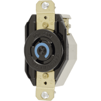 Receptáculo de Media Vuelta Industrial para Empotrar/ 20A  250V/ 2 Polos 3 Hilos/ NEMA L6-20R / Color Negro.